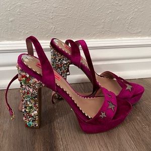 Betsey Johnson star-studded purple platform heels